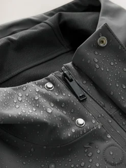 Grey Regular Fit Drytech Waterproof Hooded Coat with Taped Seams