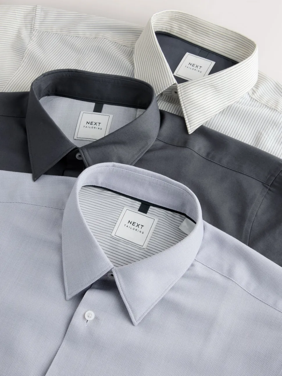 Grey Regular Fit Easy Care Single Cuff Smart Shirts 3 Pack