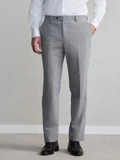 Grey Regular Fit Signature Nova Fides 100% Italian Wool Suit Trousers