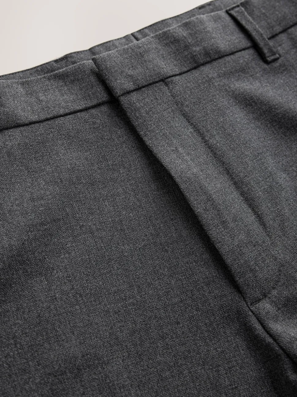 Grey Regular Fit Signature 100% Wool Trousers With Motion Flex Waistband