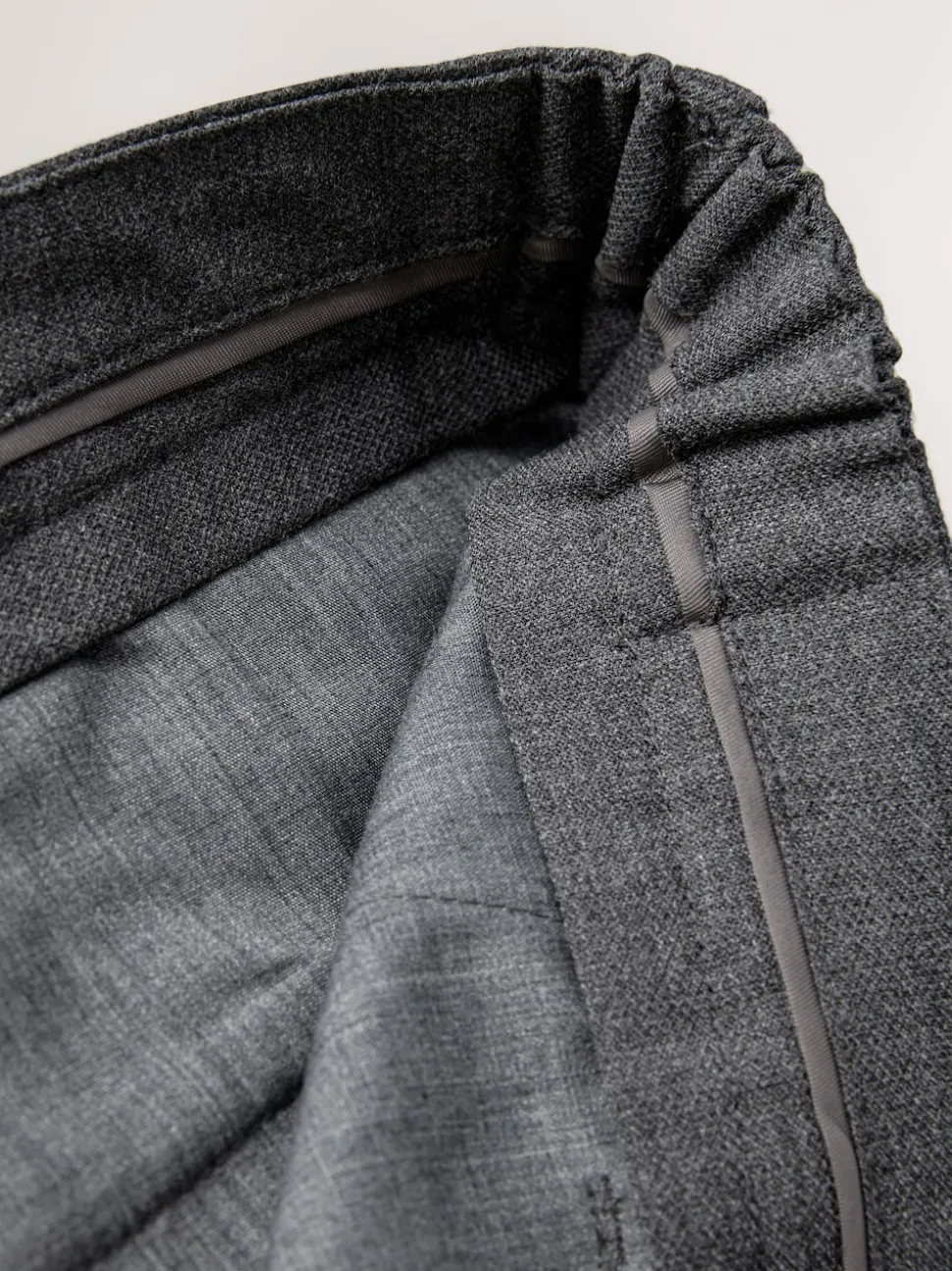 Grey Regular Fit Signature 100% Wool Trousers With Motion Flex Waistband