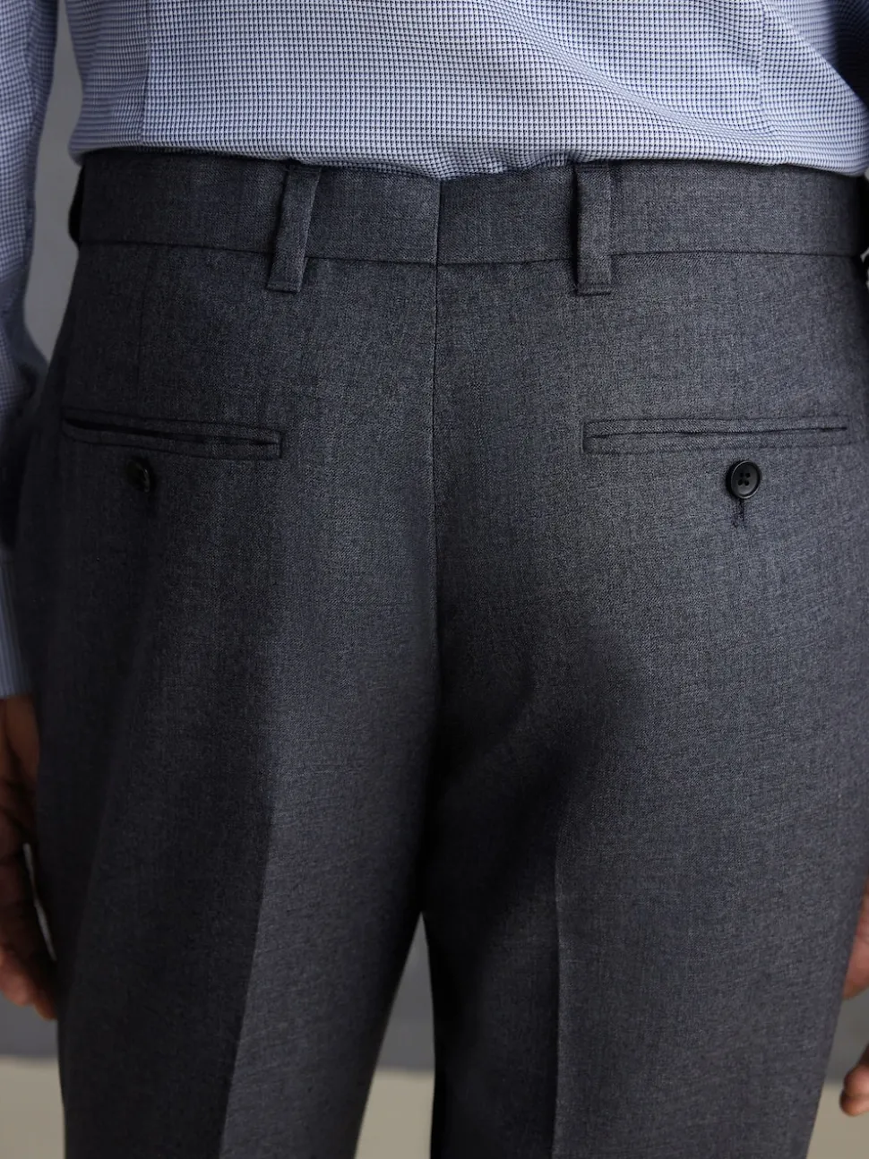 Grey Regular Fit Signature 100% Wool Trousers With Motion Flex Waistband