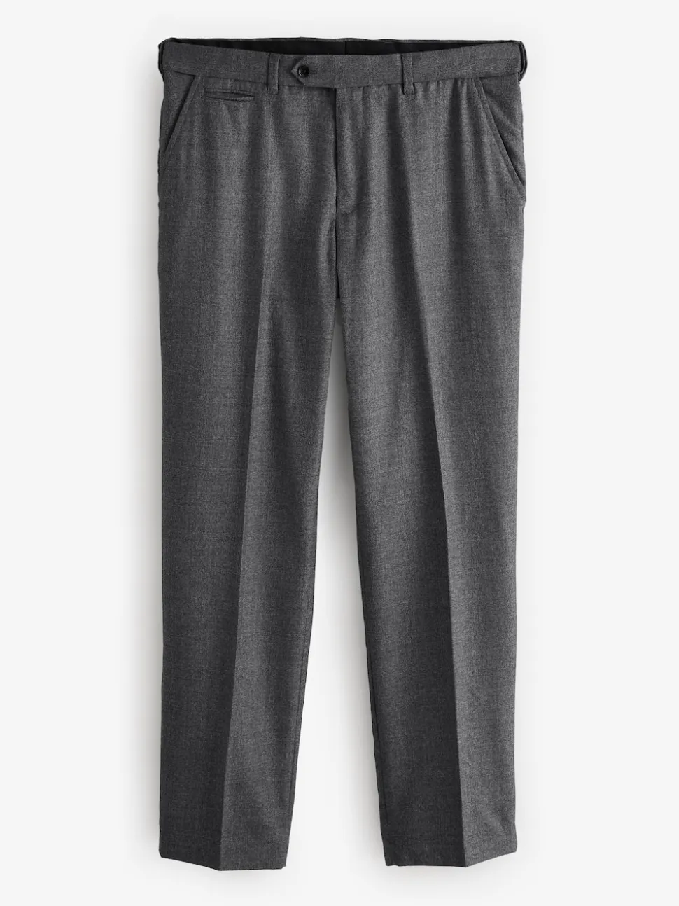 Grey Regular Fit Signature 100% Wool Trousers With Motion Flex Waistband