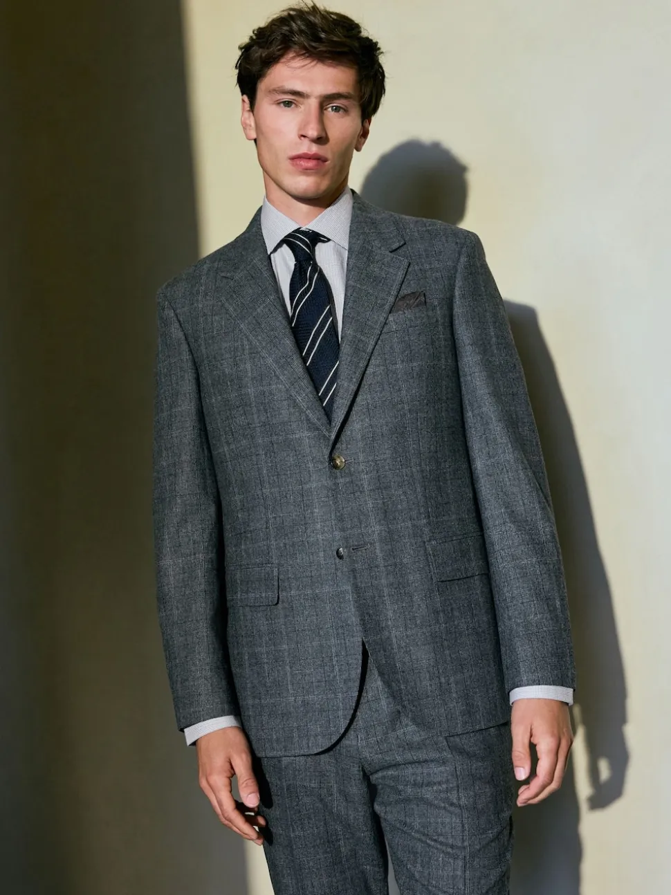 Grey Regular Fit Signature Reda Italian Wool Fabric Check Suit Jacket