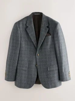 Grey Regular Fit Signature Reda Italian Wool Fabric Check Suit Jacket