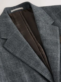 Grey Regular Fit Signature Reda Italian Wool Fabric Check Suit Jacket