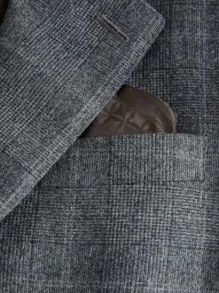 Grey Regular Fit Signature Reda Italian Wool Fabric Check Suit Jacket