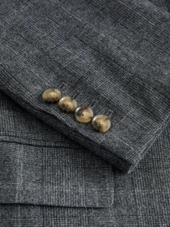 Grey Regular Fit Signature Reda Italian Wool Fabric Check Suit Jacket