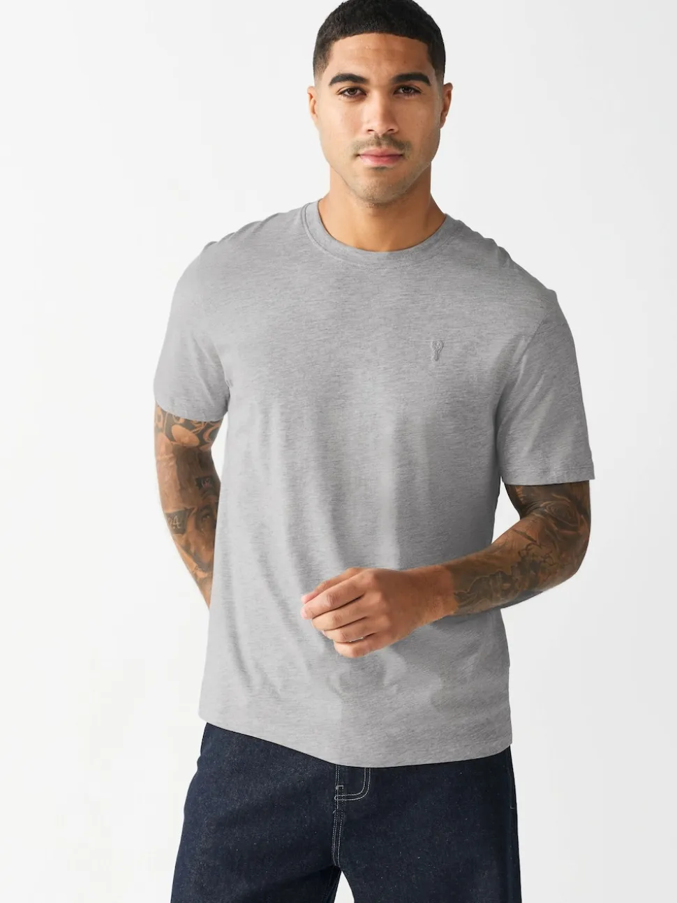 Grey Regular Fit Stag T-Shirt