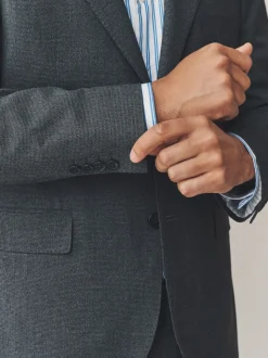 Grey Regular Fit Texture Motionflex Stretch Suit Jacket