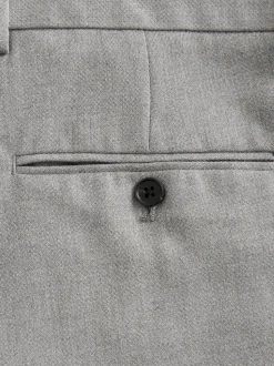 Grey Regular Fit Textured Suit Trousers