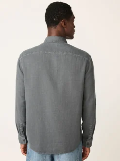 Grey Regular Fit Textured Twin Pocket Long Sleeve Shirt