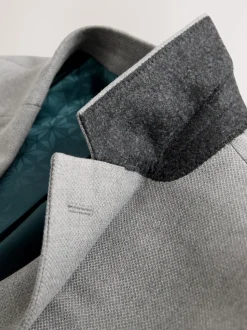 Grey Regular Fit Textured Suit Jacket