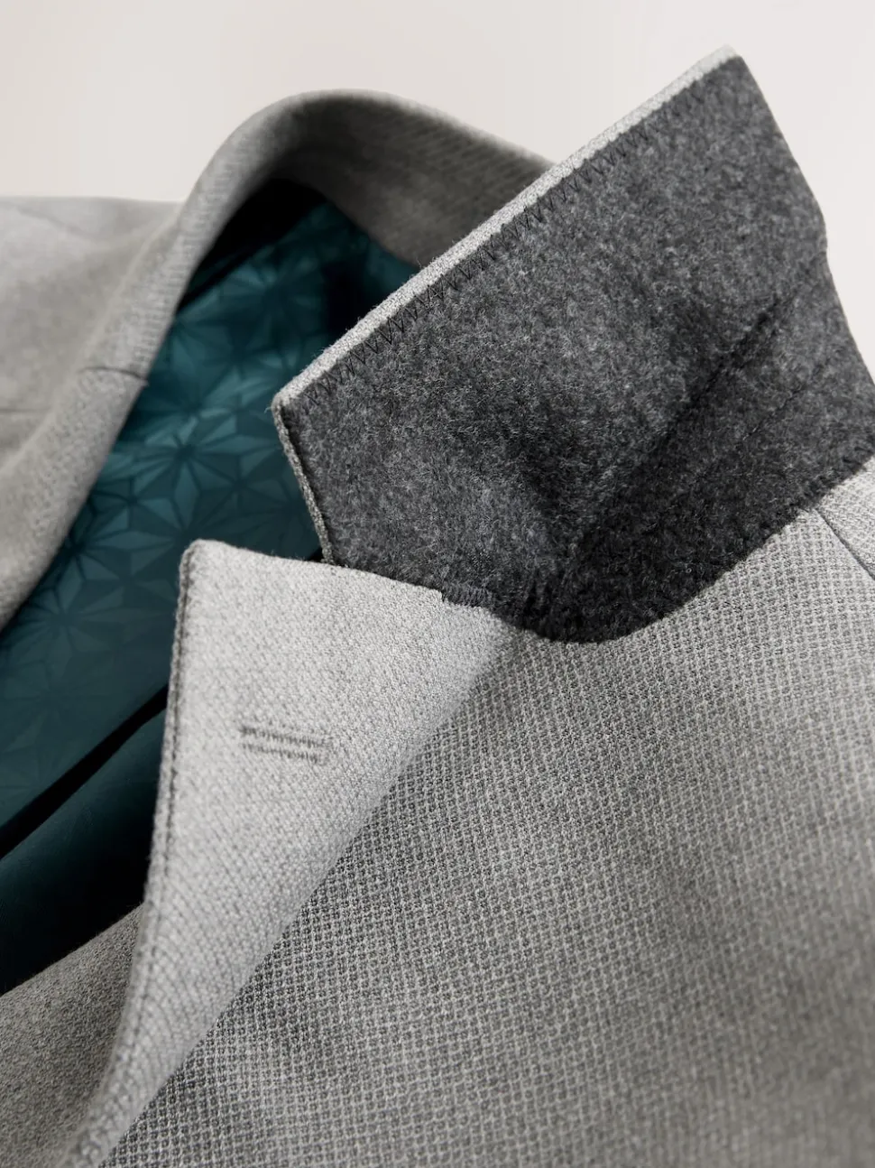 Grey Regular Fit Textured Suit Jacket
