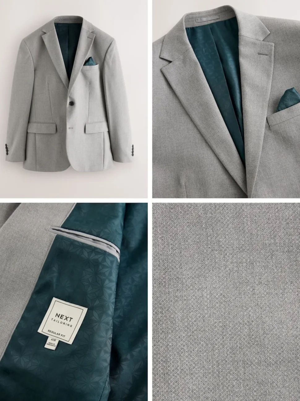 Grey Regular Fit Textured Suit Jacket