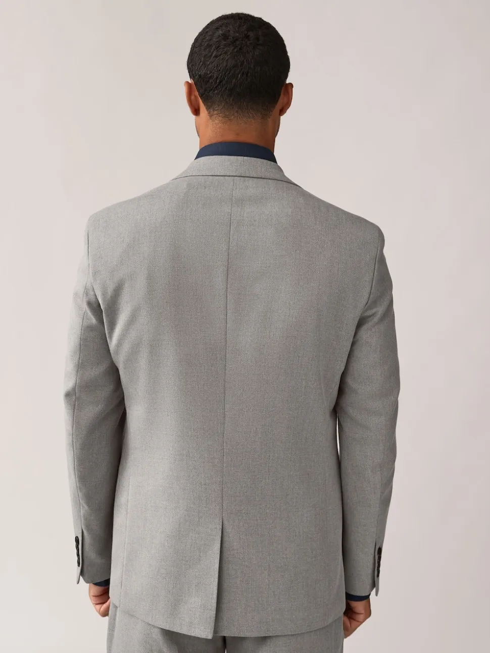 Grey Regular Fit Textured Suit Jacket