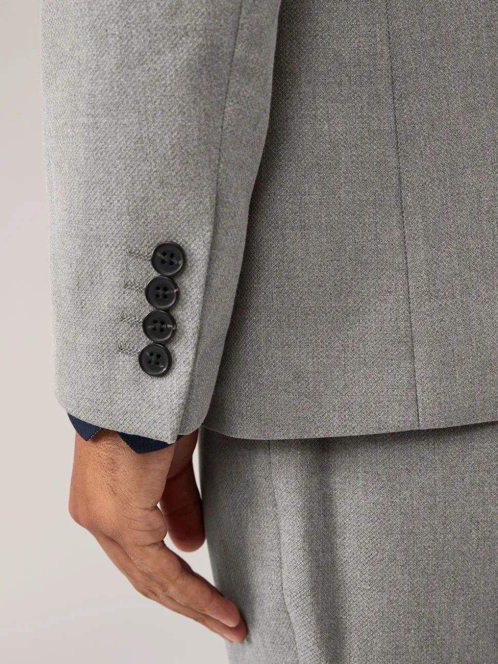 Grey Regular Fit Textured Suit Jacket