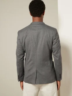 Grey Regular Fit Textured Smart Blazer