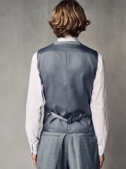 Grey Regular Fit Wool Blend Motionflex Waistcoat