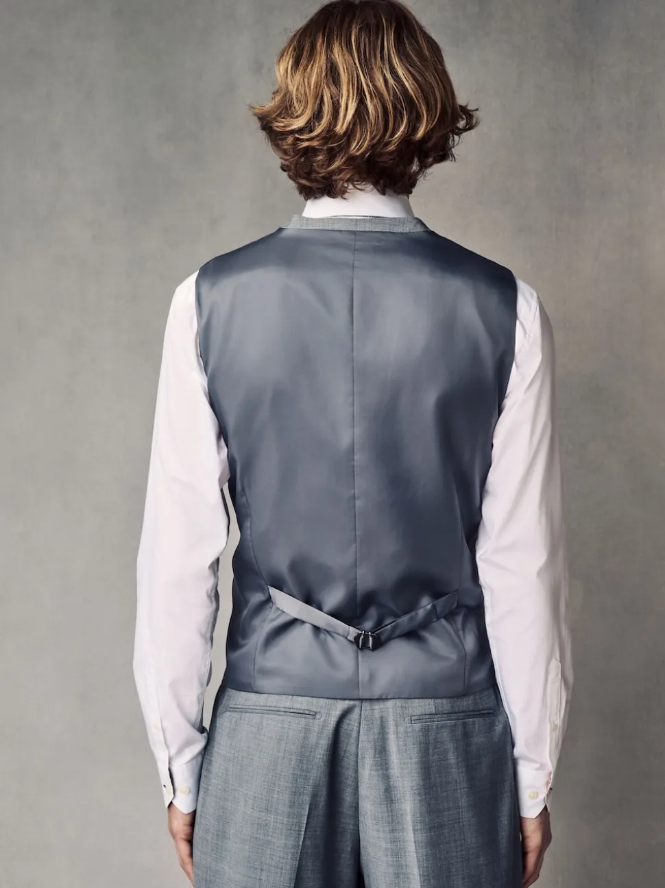 Grey Regular Fit Wool Blend Motionflex Waistcoat
