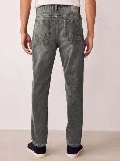 Grey Regular Tapered Fit Authentic Stretch Denim Jeans
