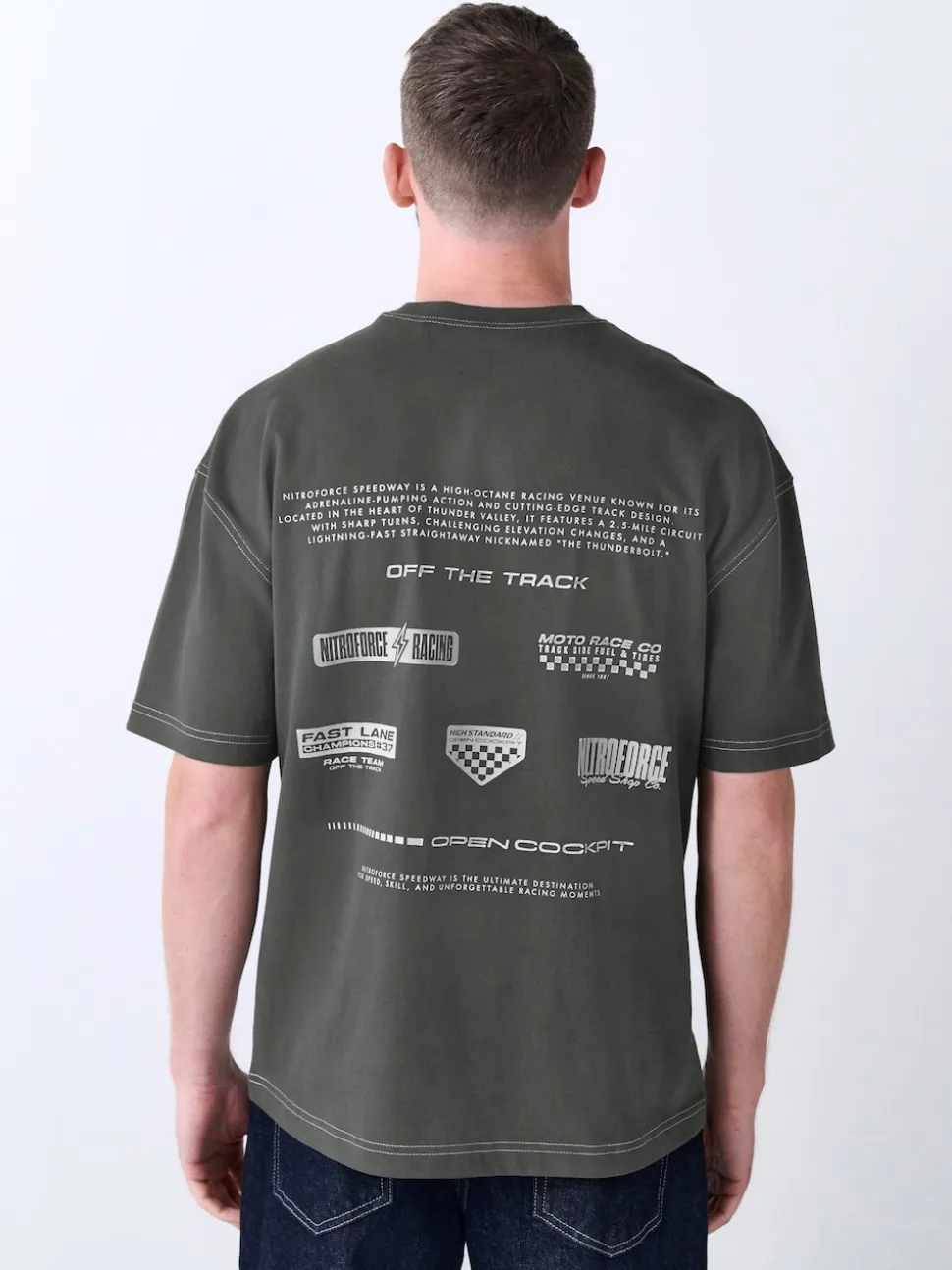 Grey Relaxed Fit Graphic Print Heavy Weight T-Shirt