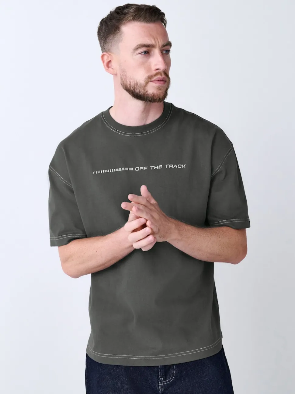 Grey Relaxed Fit Graphic Print Heavy Weight T-Shirt