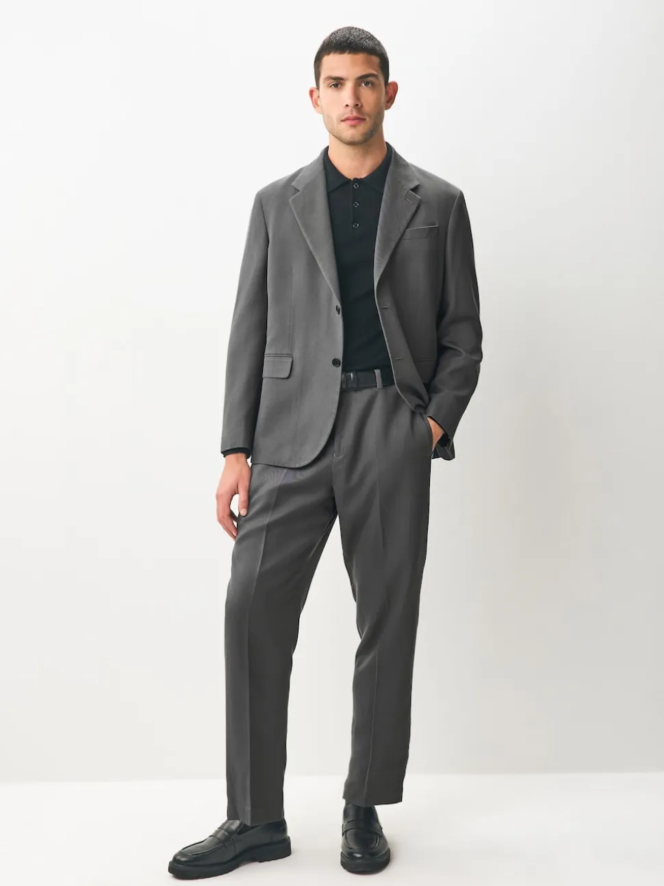 Grey Relaxed Fit Lyocell Suit Jacket