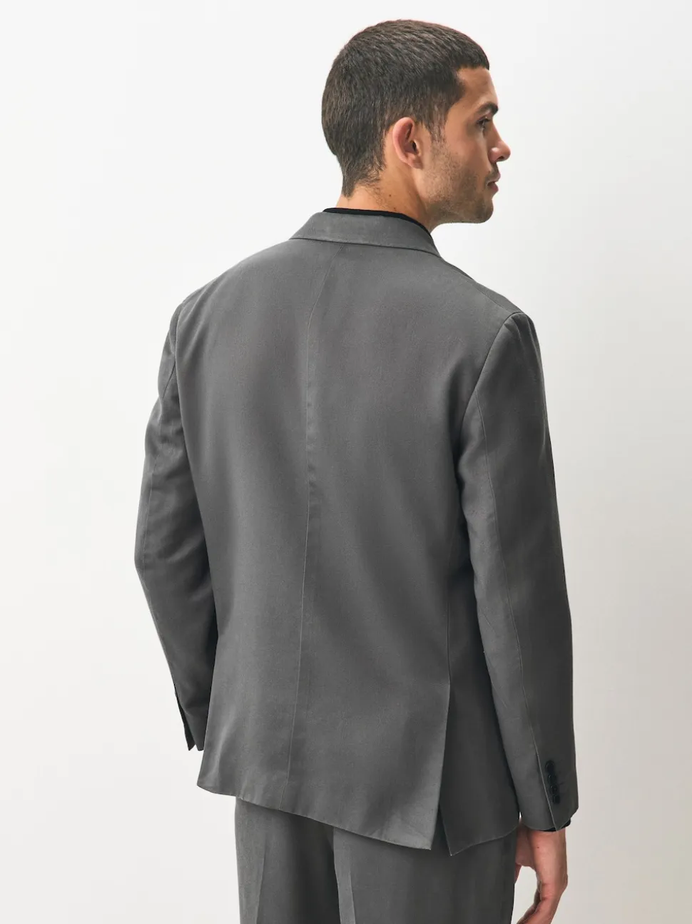 Grey Relaxed Fit Lyocell Suit Jacket