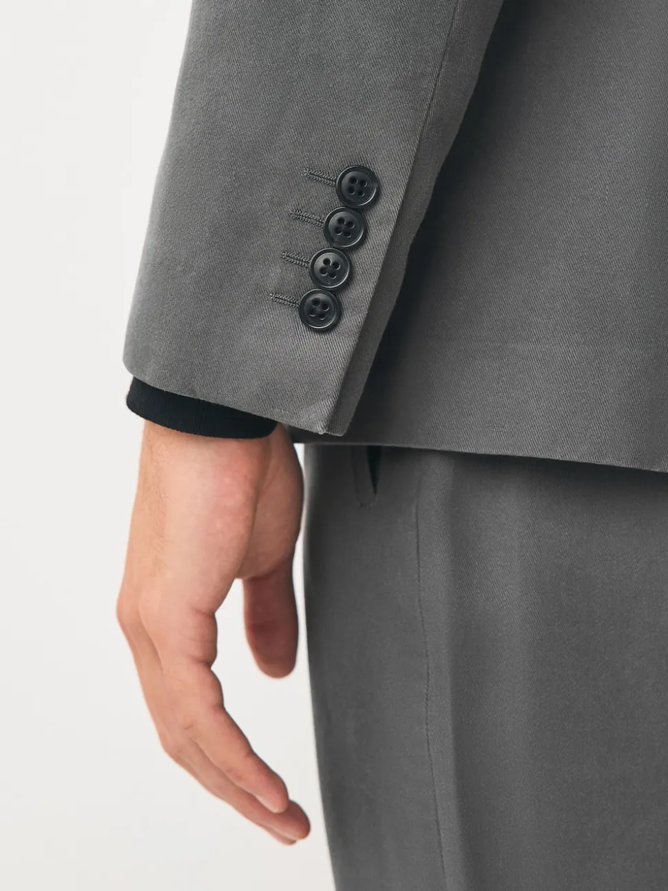 Grey Relaxed Fit Lyocell Suit Jacket