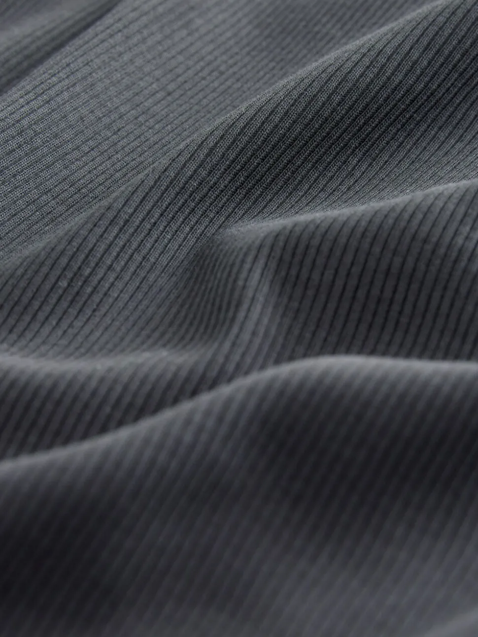 Grey Ribbed Short Sleeve Crew T-Shirt