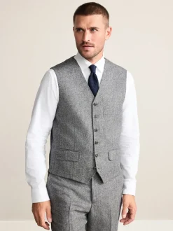 Grey Signature Abraham Moon 100% British Wool Donegal Suit Waistcoat