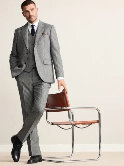 Grey Signature Abraham Moon 100% British Wool Donegal Suit Waistcoat