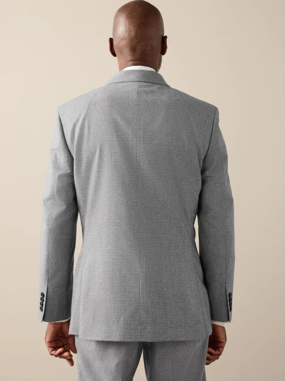 Grey Signature Cerruti Wool Puppytooth Double Breasted Suit Jacket