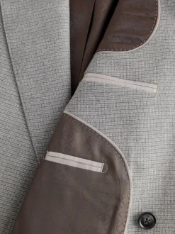 Grey Signature Cerruti Wool Puppytooth Double Breasted Suit Jacket