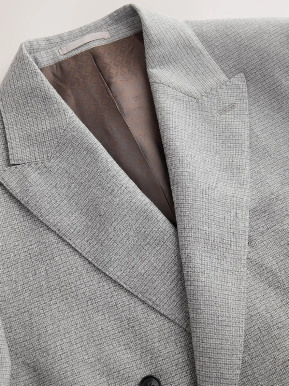 Grey Signature Cerruti Wool Puppytooth Double Breasted Suit Jacket