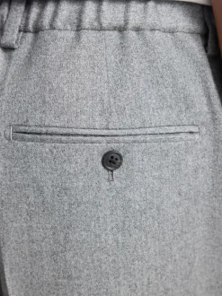 Grey Signature Regular Tapered 100% REDA Marino Wool Smart Trousers With Elasticated Back