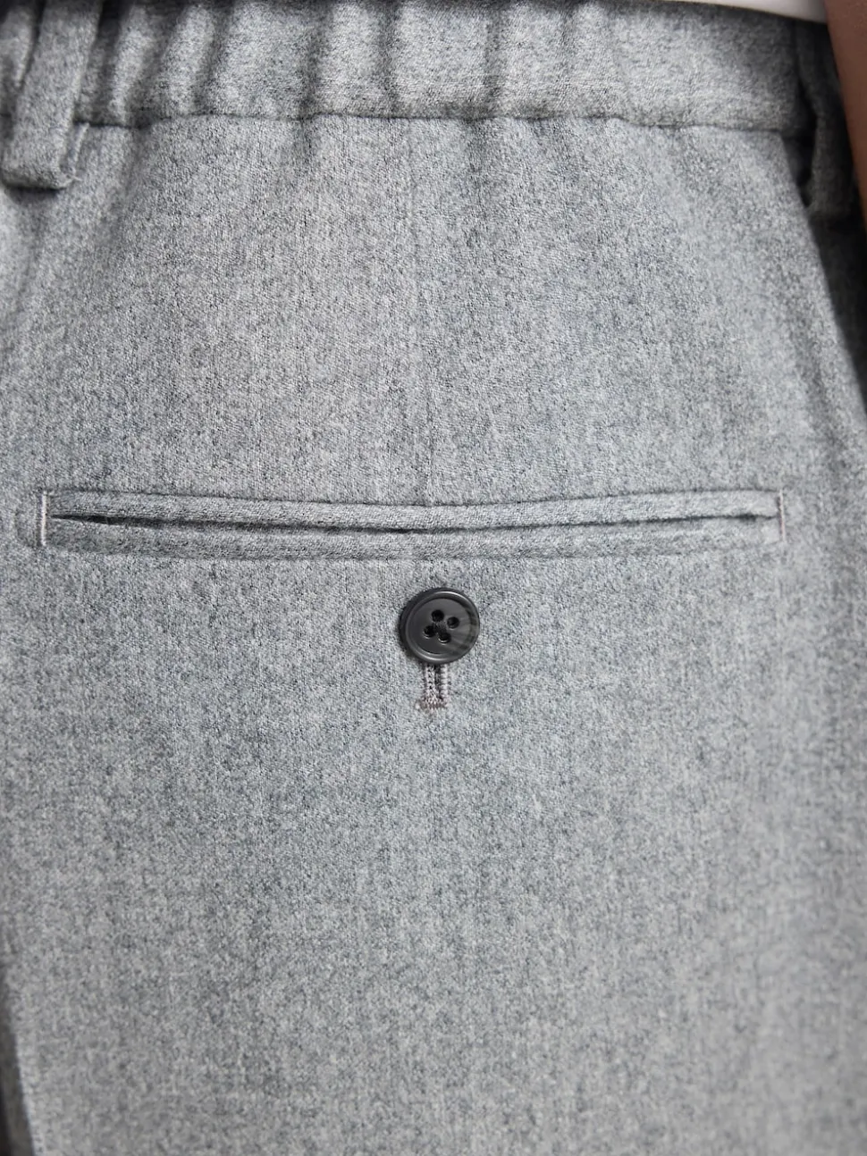 Grey Signature Regular Tapered 100% REDA Marino Wool Smart Trousers With Elasticated Back