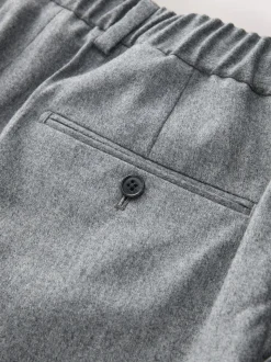Grey Signature Regular Tapered 100% REDA Marino Wool Smart Trousers With Elasticated Back