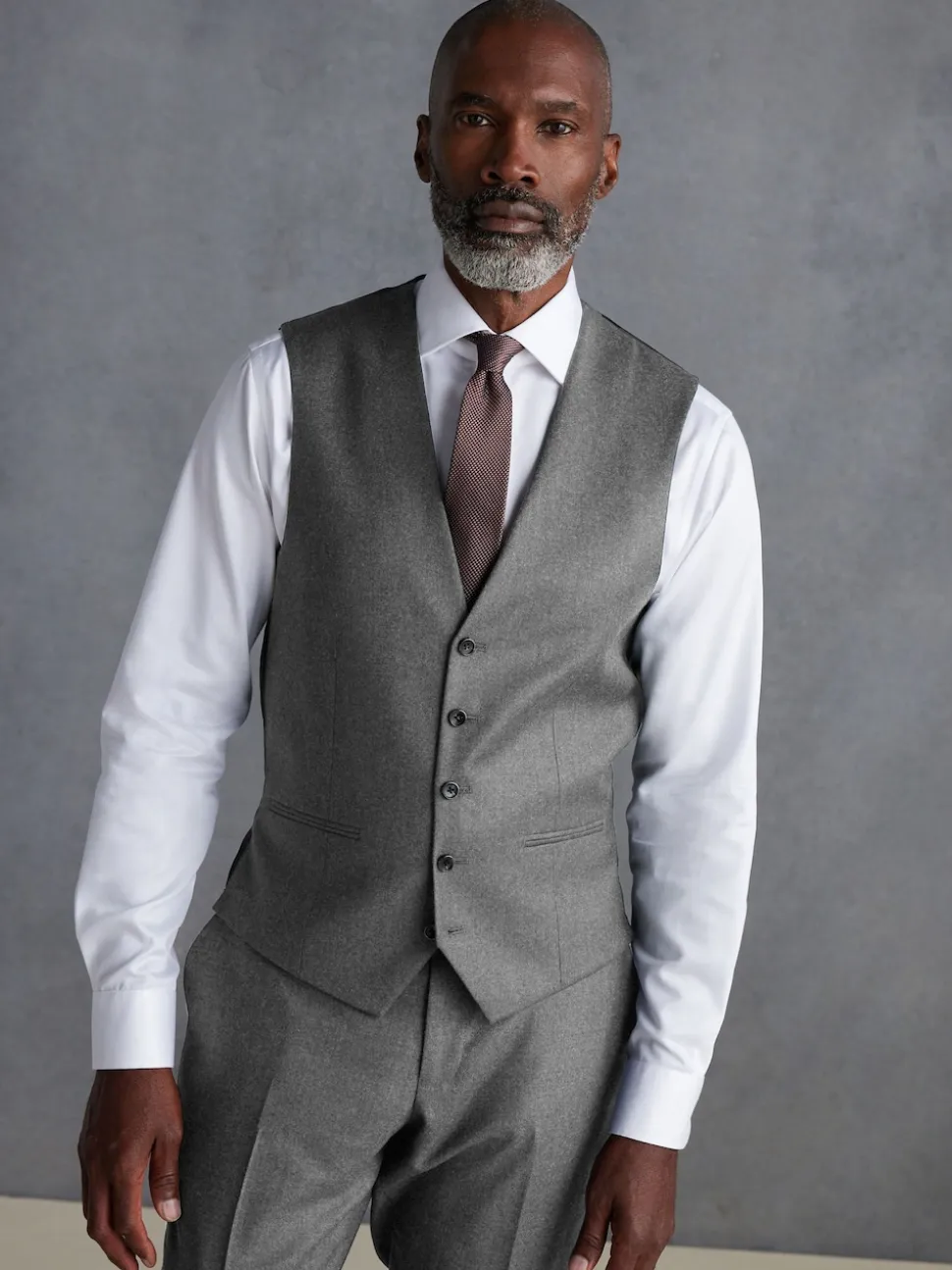 Grey Signature Zignone Italian Wool Cashmere Blend Flannel Suit Waistcoat