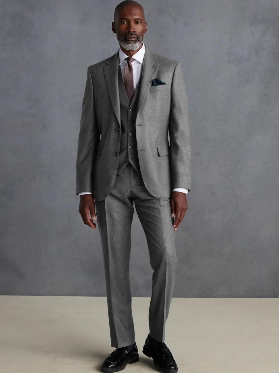 Grey Signature Zignone Italian Wool Cashmere Blend Flannel Suit Waistcoat
