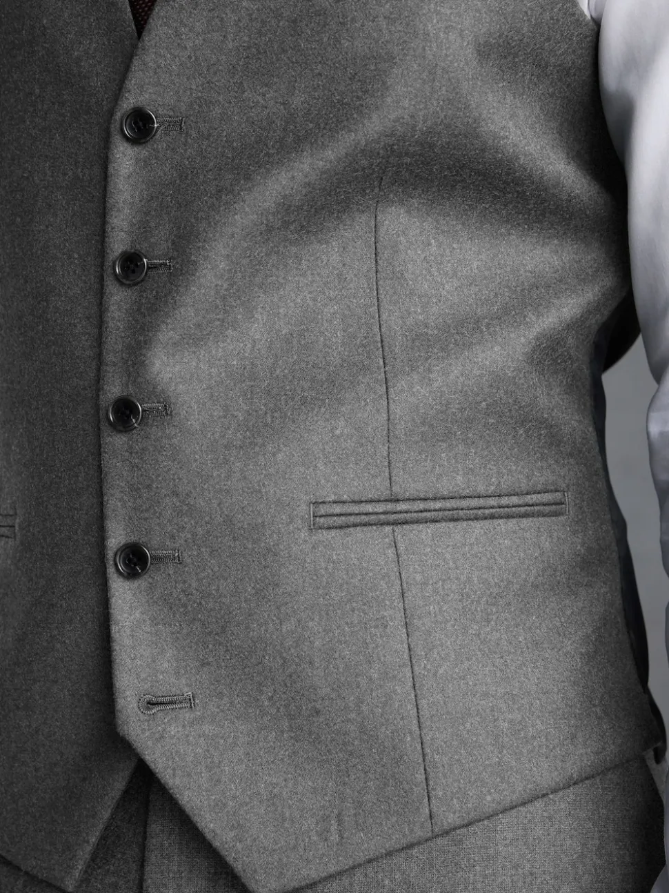 Grey Signature Zignone Italian Wool Cashmere Blend Flannel Suit Waistcoat