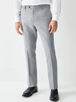 Grey Skinny Fit Textured Suit Trousers