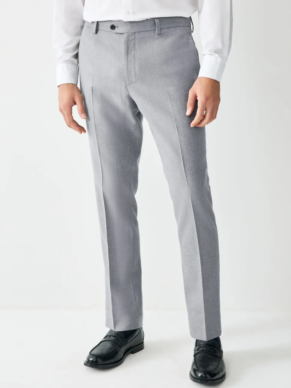 Grey Skinny Fit Textured Suit Trousers