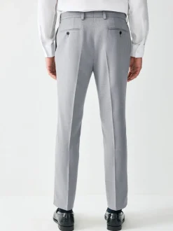 Grey Skinny Fit Textured Suit Trousers