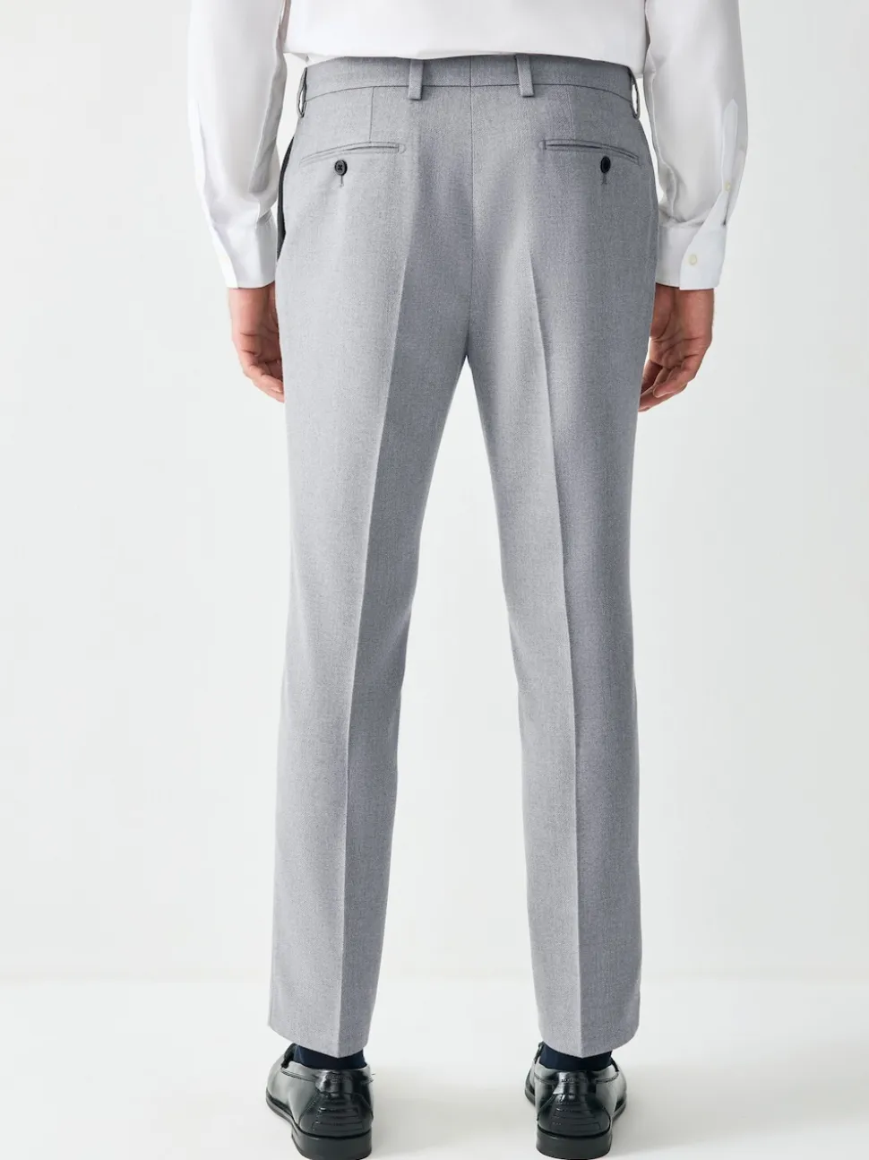 Grey Skinny Fit Textured Suit Trousers