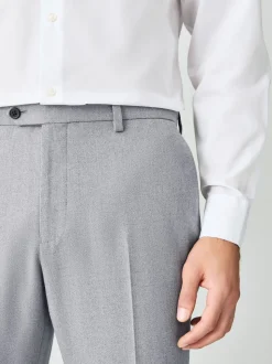 Grey Skinny Fit Textured Suit Trousers