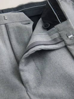 Grey Skinny Fit Textured Suit Trousers