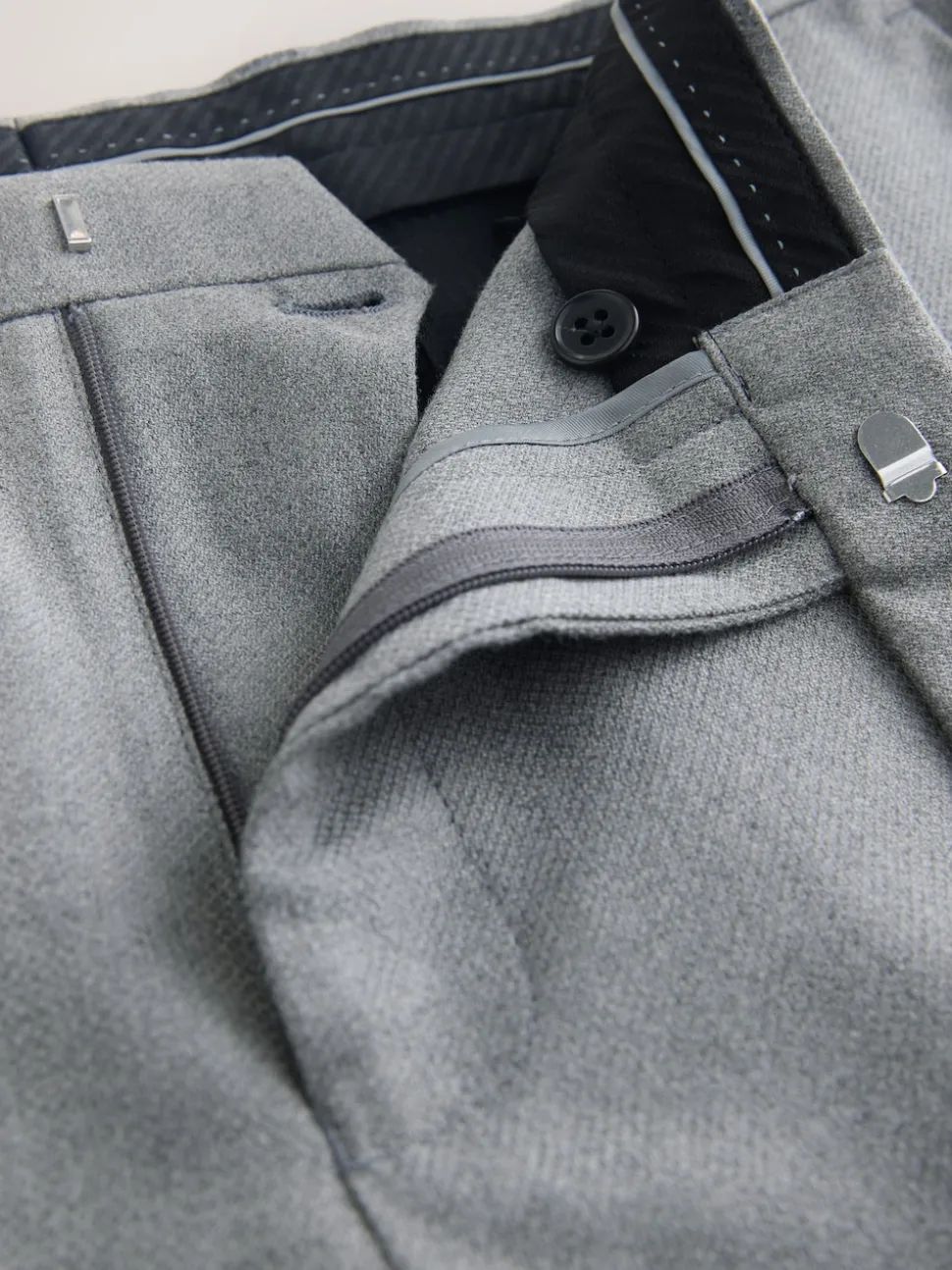 Grey Skinny Fit Textured Suit Trousers