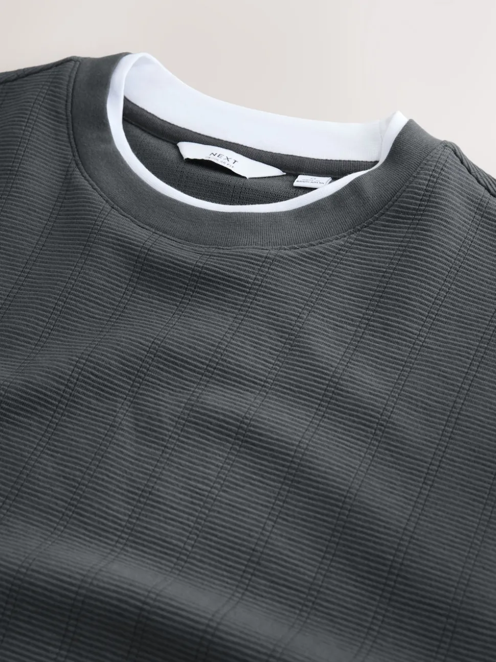 Grey Slate Long Sleeve Mock Crew Neck T-Shirt